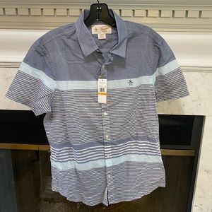 NEW with Tags! Original Penguin, Men’s Small, Blue Striped Button Down